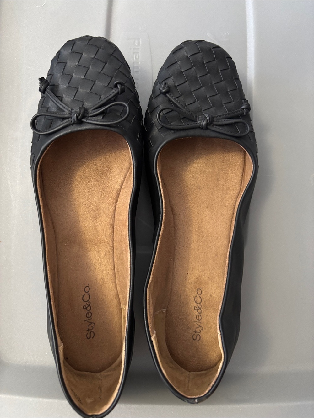 Style & Co. Black Woven Bow Ballet Flats